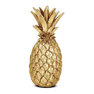 ESCULTURA ABACAXI EM POLIRRESINA DOURADO MART 16CM