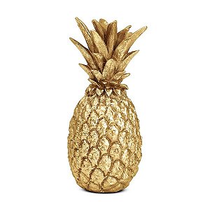 ESCULTURA ABACAXI EM POLIRRESINA DOURADO MART 12,5CM