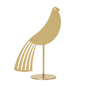 ESCULTURA PASSARO EM METAL DOURADO MART