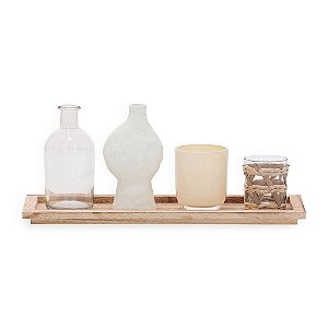 KIT 5PÇS VASOS BANDEJA E PORTA VELAS MART