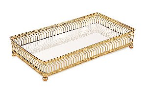 BANDEJA EM METAL COM ESPELHO DOURADO MART 24cm