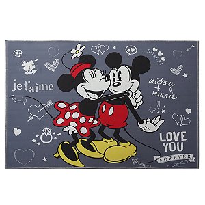 TAPETE JOY DISNEY MICKEY E MINNIE CINZA 70X100CM JOLITEX