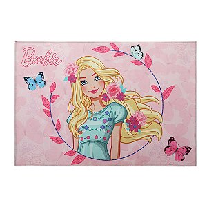 TAPETE JOY MATTEL BARBIE BORBOLETAS 70X100CM ROSA JOLITEX