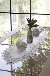 CAMINHO MESA RENDADO 100% PES VENEZA 40X150CM BG/BCO/FEN