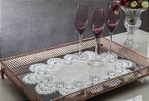 LINHA LUXO CAMINHO MESA RENDADO ISTAMBUL 30X045CM BEGE/BCO