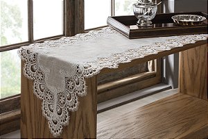 LINHA LUXO CAMINHO MESA RENDADO ISTAMBUL 40X220CM BEGE/BCO
