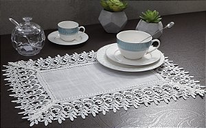 LINHA LUXO CAMINHO MESA RENDADO DELHI 30X45CM BCO JOLITEX