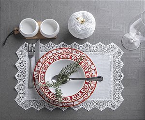 LINHA LUXO CAMINHO MESA RENDADO TEXAS 30X45CM BRANCO