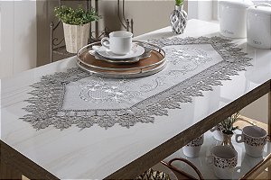 LINHA FLORAL CAMINHO MESA RENDADO MUMBAI 40X150CM CINZA