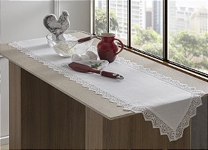 LINHA LUXO CAMINHO MESA RENDADO TEXAS 40X220CM BRANCO JOLITEX