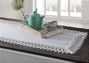 LINHA LUXO CAMINHO MESA RENDADO DELHI 40X220CM BCO JOLITEX