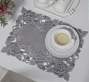 LINHA FLORAL CAMINHO MESA RENDADO CHICAGO 30X45CM CINZA