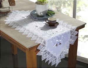 LINHA FLORAL CAMINHO MESA RENDADO BUENOS AIRES 40X220CM BCO