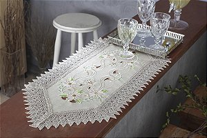 LINHA FLORAL CAMINHO MESA RENDADO CANCUN 40X220CM BEGE