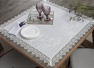 LINHA FLORAL CAMINHOS DE MESA ORLANDO 85X85CM BCO JOLITEX