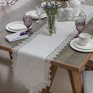 LINHA FLORAL CAMINHOS DE MESA ORLANDO 40X220CM BCO JOLITEX