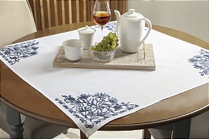 LINHA ATELIE TRILHO DE MESA HOLANDA 85X85CM BRANCO/AZUL