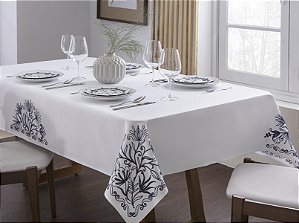 LINHA ATELIE TOALHA DE MESA HOLANDA 150X220CM BCO/AZUL