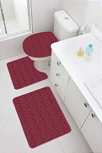 JOGO DE TAPETE PARA BANHEIRO CRISTAL 3 PEÇAS MERLOT JOLITEX