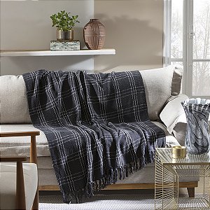 XALE PARA SOFA ESTAMPADO PRETO 130X150CM JOLITEX