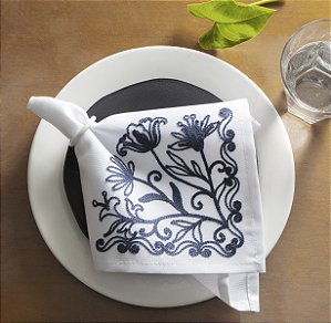 LINHA ATELIE GUARDANAPO HOLANDA 40X40CM BRANCO/AZUL JOLITEX