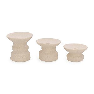 TRIO DE PORTA-VELAS CASTIÇAL EM CERAMICA MART