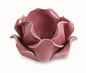 PORTA-VELAS ROSA COR MARSALA EM CERAMICA MART