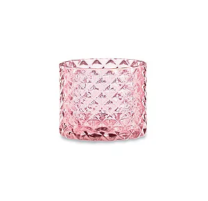 PORTA-VELAS EM VIDRO BICO ABACAXI ROSA MART