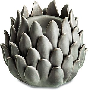 PORTA-VELAS CINZA EM CERAMICA MART