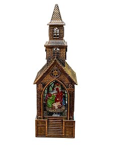 LANTERNA DECORATIVA IGREJINHA SAGRADA FAMILIA E LED - 27cm