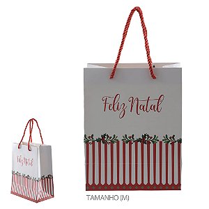SACOLA DE PAPEL GUIRLANDA BERRY (VERMELHO) PARA PRESENTE