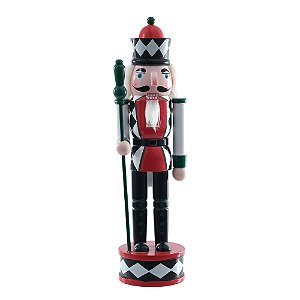QUEBRA NOZES EM MADEIRA 30cm VERMELHO PRETO FLORARTE