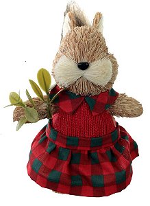 ESQUILO NATAL MENINA EM PE (VERMELHO) 19X13cm