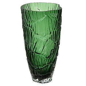 VASO DECOR VIDRO (VERDE) 32CM TEXTURIZADO FLORARTE