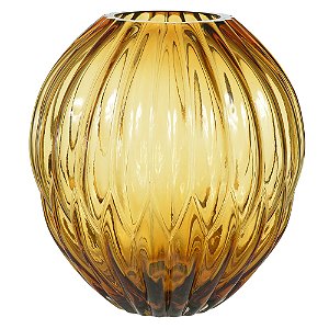 VASO DECOR VIDRO (AMBAR) 24CM ESTRIADO FLORARTE