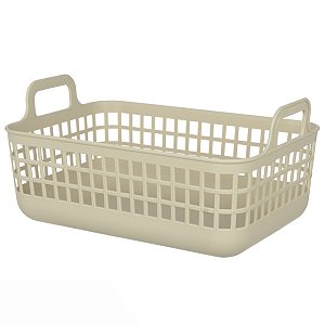 CESTO ORGANIZADOR MULTIUSO 9L EM PLASTICO C/ALCA BEGE 33CM