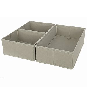 CJ CAIXAS ORGANIZADORAS 3 PCS DOBRAVEIS TNT CINZA CLARO 30CM
