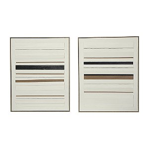 KIT 2 QUADRO EM TECIDO TEXTURIZADO OFF WHITE MART 100x80cm