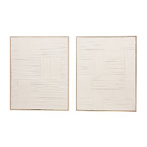 KIT 2 QUADRO EM TECIDO LINHO OFF WHITE MART 100x80cm