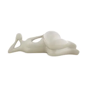 ESCULTURA MULHER DEITADA EM PORCELANA OFF WHITE MART