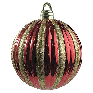 BOLA DECORADA NATAL (VERMELHO DOURADO) 24cm