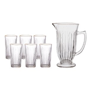 Jarra Com 6 Copos Vidro Melina Com Borda Dourada - Hauskraft