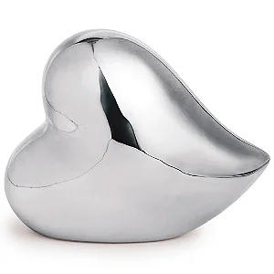 ESCULTURA CORACAO EM CERAMICA PRATA MART 11CM