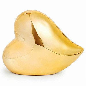 ESCULTURA CORACAO DOURADO EM CERAMICA DOURADO MART 11CM