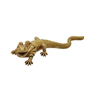 ESCULTURA LAGARTO DECORATIVO DOURADO 27CM