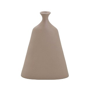 VASO DECORATIVO GEOMETRICO EM CERAMICA MARROM