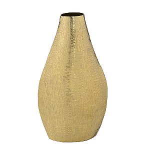 VASO DECORATIVO EM METAL DOURADO MARTELADO 49CM INDIANO