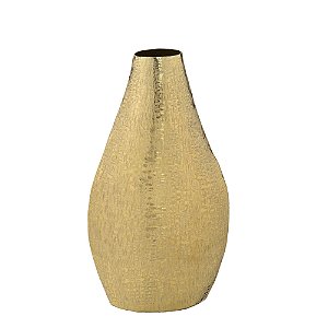 VASO DECORATIVO EM METAL DOURADO MARTELADO 41CM INDIANO