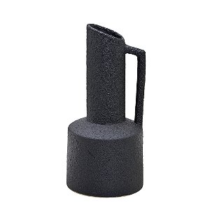 Vaso Decorativo em Cerâmica Rústico Preto 32,5cm com Alça