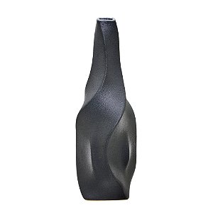 VASO DECORATIVO PRETO RUSTICO EM CERAMICA FOSCA 44,50cm